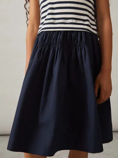 Reiss Navy Cotton Stripe Layered Sleeveless Dress