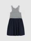 Reiss Navy Cotton Stripe Layered Sleeveless Dress In Multi