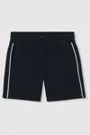 Reiss Navy Cotton Textured Piped Shorts