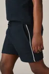 Reiss Navy Cotton Textured Piped Shorts