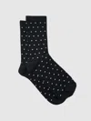 Reiss Navy Cotton-blend Polka-dot Socks In Blue