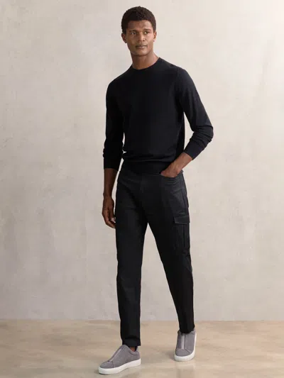 Reiss Navy Cotton-lyocell Cargo Trousers