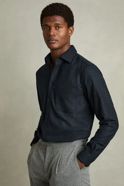 Reiss Navy Crawford Twin-pocket Button-through Overshirt