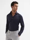 Reiss Navy Cutaway Collar Jersey Slim Fit Shirt In Blue