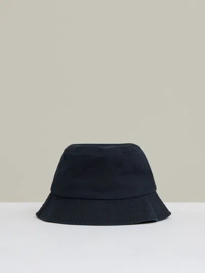 Reiss Navy Cyrus Cotton Logo-embroidered Bucket Hat In Blue