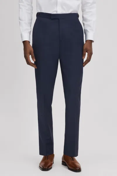 Reiss Navy Wool Side Adjuster Regular Fit Trousers