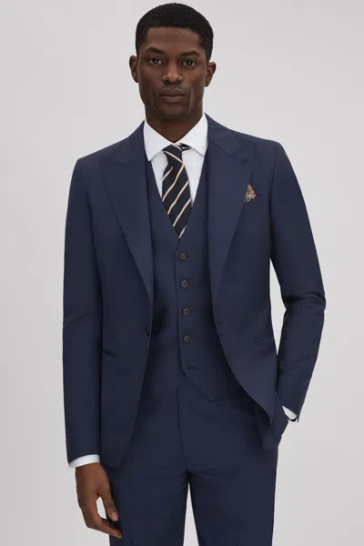 Reiss Navy Wool Single Breasted Regular Fit Blazer