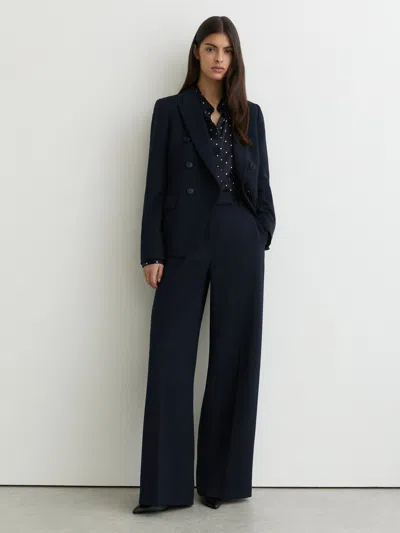 Reiss Navy Double-breasted Suit Blazer In Blue