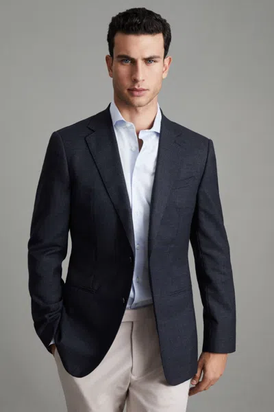 Reiss Men's Navy Blue Wool Single Breasted Blazer