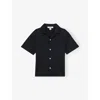 Reiss Navy Wave Jacquard Cuban Collar Shirt In Navy