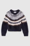 Reiss Navy Fairisle Jumper With Alpaca Wool And Cashmere