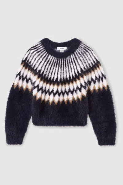Reiss Navy Fairisle Jumper With Alpaca Wool And Cashmere In Navy