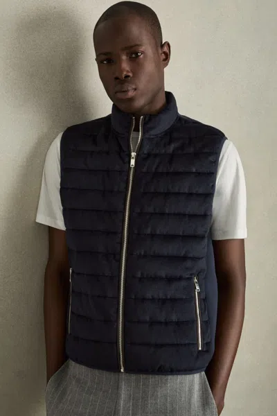 Reiss Navy Field Brushed Jersey Quilted Gilet