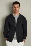 Reiss Navy Fine-ribbed Button-through Cardigan In Navy