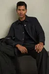Reiss Navy Fitzroy Brushed Corduroy Press-stud Overshirt
