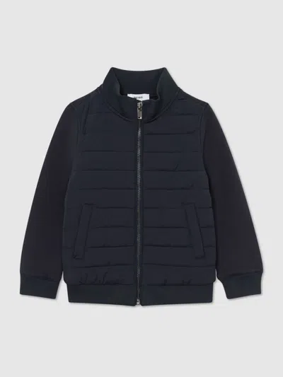 Reiss Navy Flintoff 3-9 Yrs Quilted Hybrid Zip-front Jacket