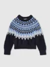 Reiss Navy Fluffy Fair Isle Pattern Jumper In Black