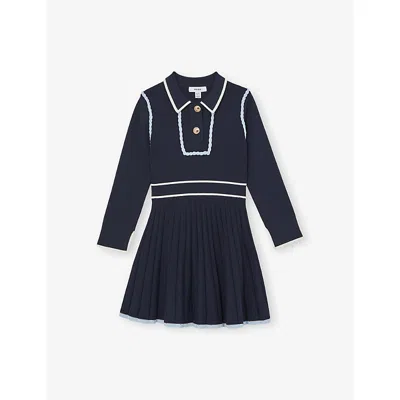 REISS NAVY FREEDA PIPED STRETCH-KNIT D