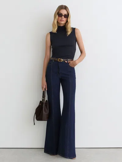 Reiss Navy Funnel-neck Jersey-knit Vest With Wool In Blue