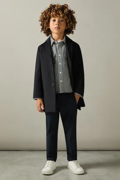 Reiss Navy Junior Single Breasted Overcoat