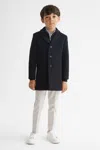 Reiss Gable Single-breasted Wool-blend Overcoat 3-9 Y In Navy
