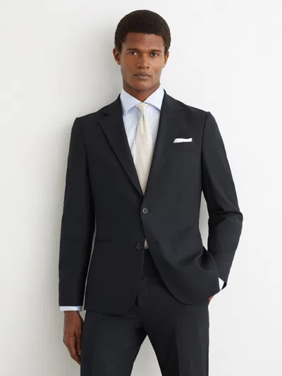 Reiss Navy Single-breasted Tailored-fit Suit Blazer In Black