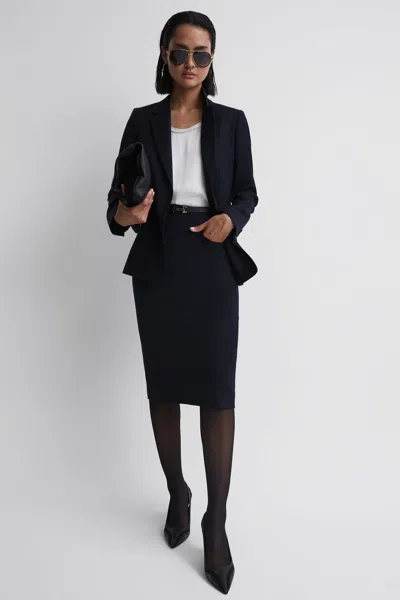 Reiss Navy Petite Tailored Pencil Skirt