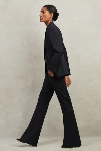 Reiss Navy Wool-blend Tailored Flared Suit Trousers
