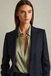 Reiss Navy Petite Textured Single Breasted Suit Blazer