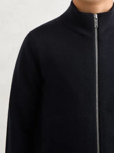 Reiss Navy Hampshire 9-13 Yrs Wool-blend Zip-through Cardigan In Multi