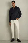 Reiss Navy Harlan Brushed Wool-blend Bomber Jacket In Navy