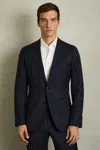 Reiss Mens Navy Grace Slim-fit Single-breasted Stretch Wool-blend Blazer In Navy