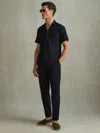 Reiss Navy Herringbone Cuban Collar Shirt