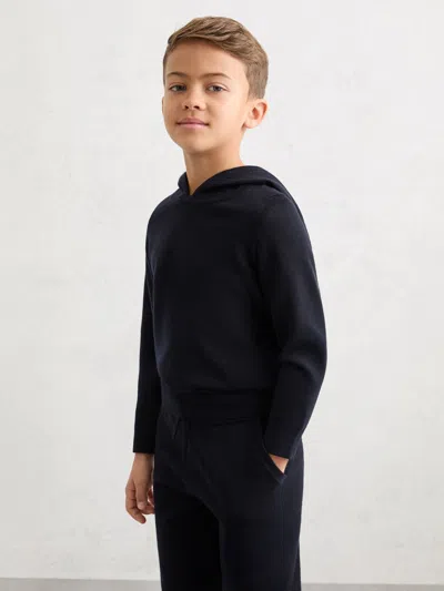 Reiss Navy Holland 9-13 Yrs Wool Hoodie In Black