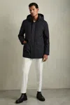 Reiss Navy Hooded Zip-through Padded Jacket