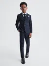 Reiss Navy Hope 3-9 Yrs Wool Blend Adjustable Trousers