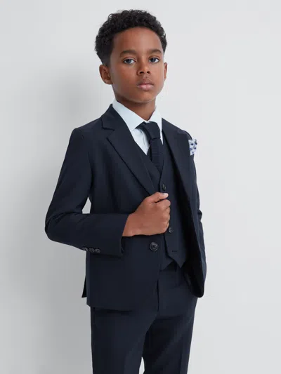 Reiss Navy Hope 3-9 Yrs Wool Blend Single Breasted Blazer