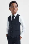 Reiss Navy Senior Wool Blend Waistcoat In Navy