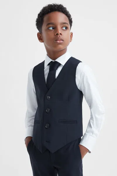 Reiss Navy Senior Wool Blend Waistcoat