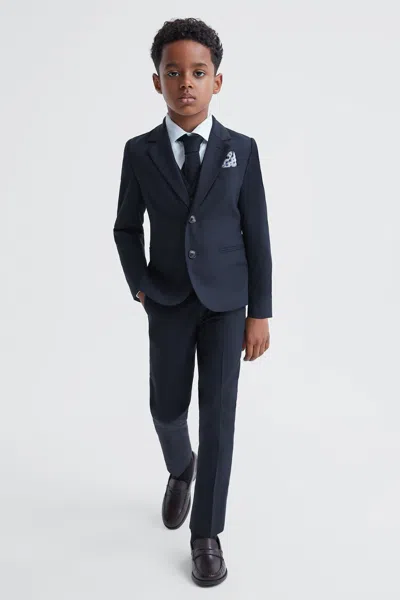 Reiss Navy 9-14 Yrs Wool Blend Single Breasted Blazer