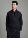 Reiss Navy Hybrid Quilt And Knit Zip-through Jacket
