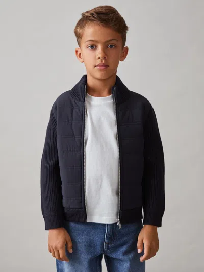 Reiss Kids' Taylor Hybrid Hooded Cotton-blend Puffer Jacket 3-13 Years Navy