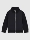 Reiss Navy Hybrid Quilt And Knit Zip-through Jacket In Black