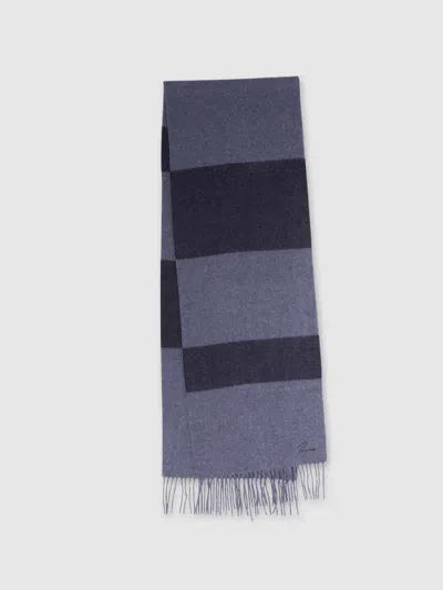 Reiss Navy/ Indigo Melange York Wool And Cashmere Striped Scarf In Blue