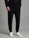 Reiss Navy Interlock Jersey Drawstring Joggers In Black