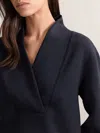 Reiss Navy Interlock Shawl-neck Sweatshirt With Modal In Blue