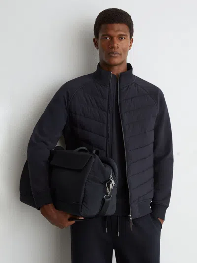 Reiss Calvorn Stand Collar Zip Interlock Quilted Jacket In Yellow