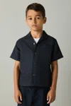 Reiss Navy 9-13 Yrs Twill Cuban Collar Shirt