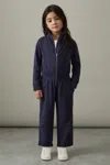 Reiss Navy 4-9 Yrs Jersey High Collar Jumpsuit In Navy