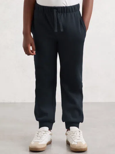 Reiss Navy Cotton-blend Textured Cuffed Joggers In Blue